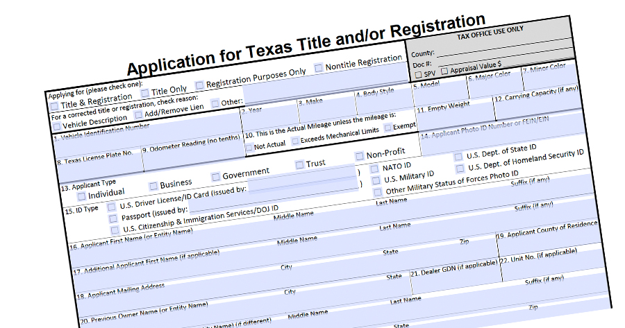 texas title application
