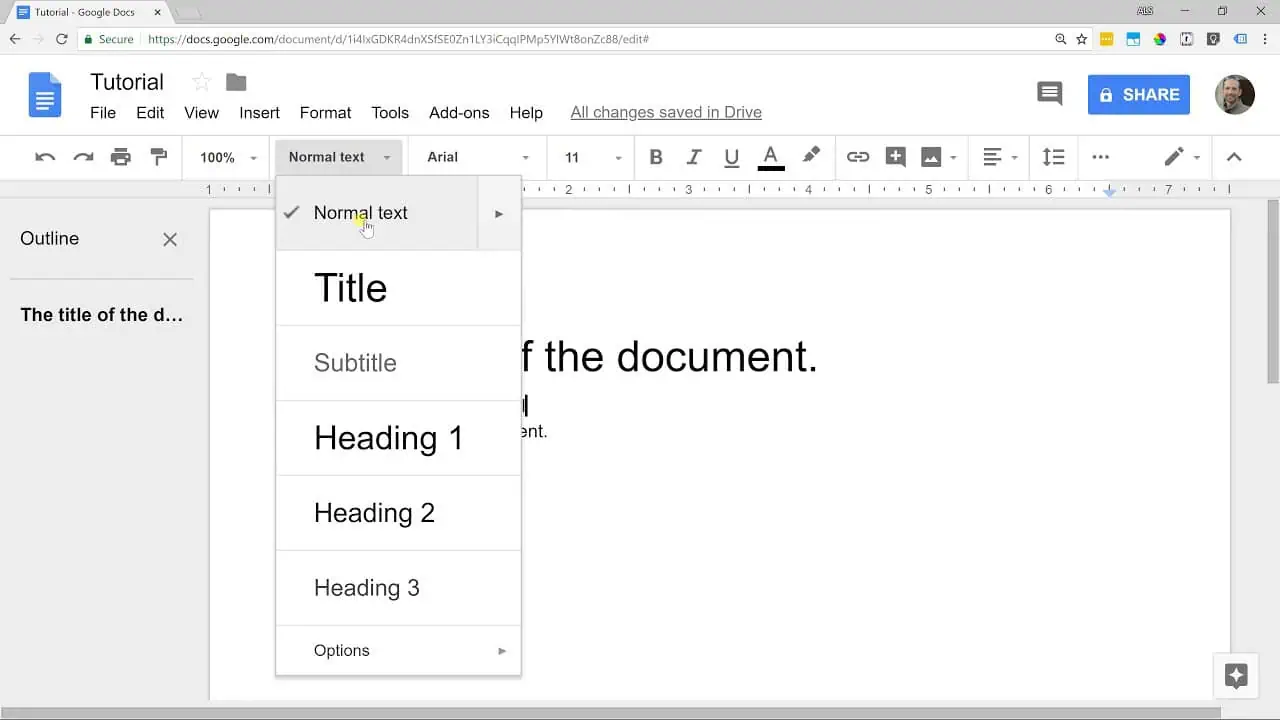 Formatting Documents in Google Docs