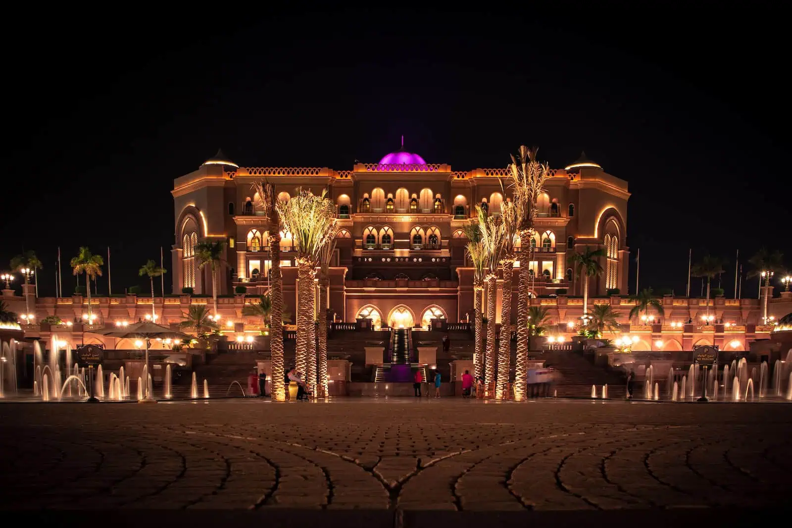 The Emirate palace with lights during nighttime