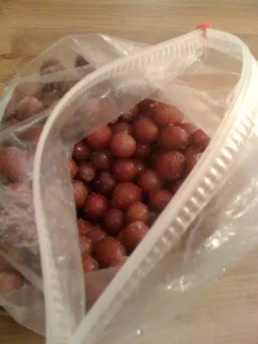 Grapes stored in a plastic bag