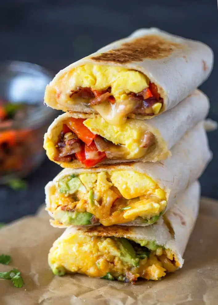 14. Cheesy Breakfast Brunch Egg burrito Wraps