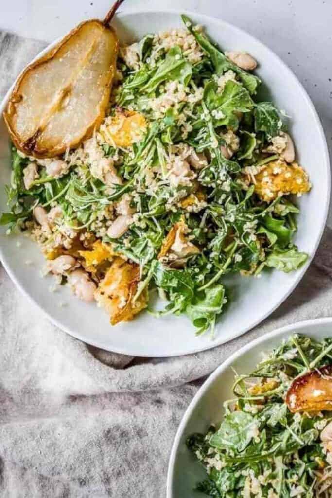 Roasted Acorn Squash + Pear Arugula Salad by Healthy Little Vittles