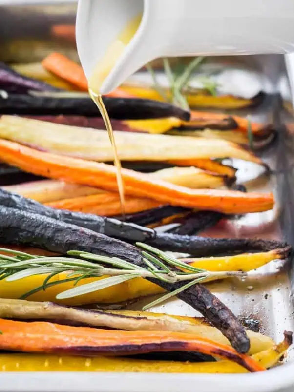 Brown Butter Maple Glazed Roasted Rainbow Carrots