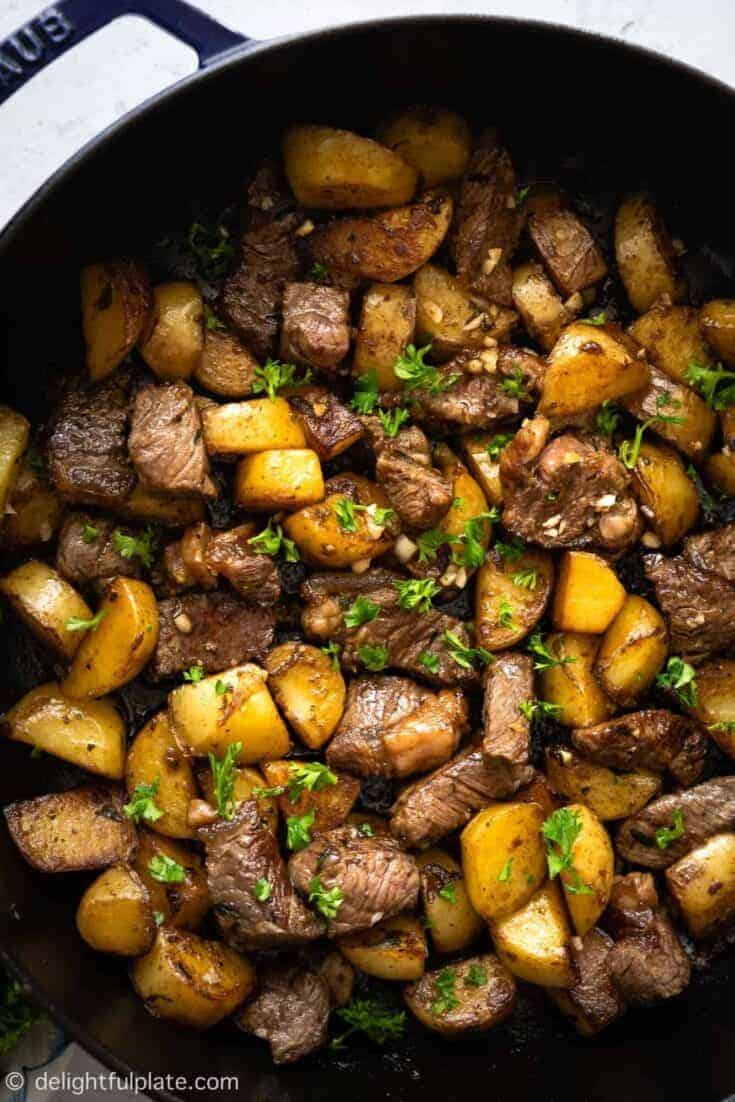 Butter Soy Steak Bites and Potatoes scaled