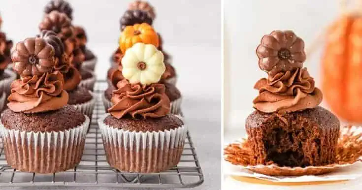Chocolate Pumpkin Cupcakes collage for FB
