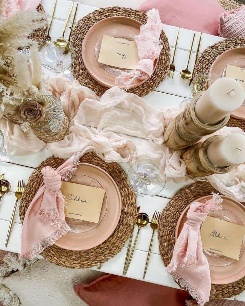 Easter Tablescape ideas, Pink Boho style