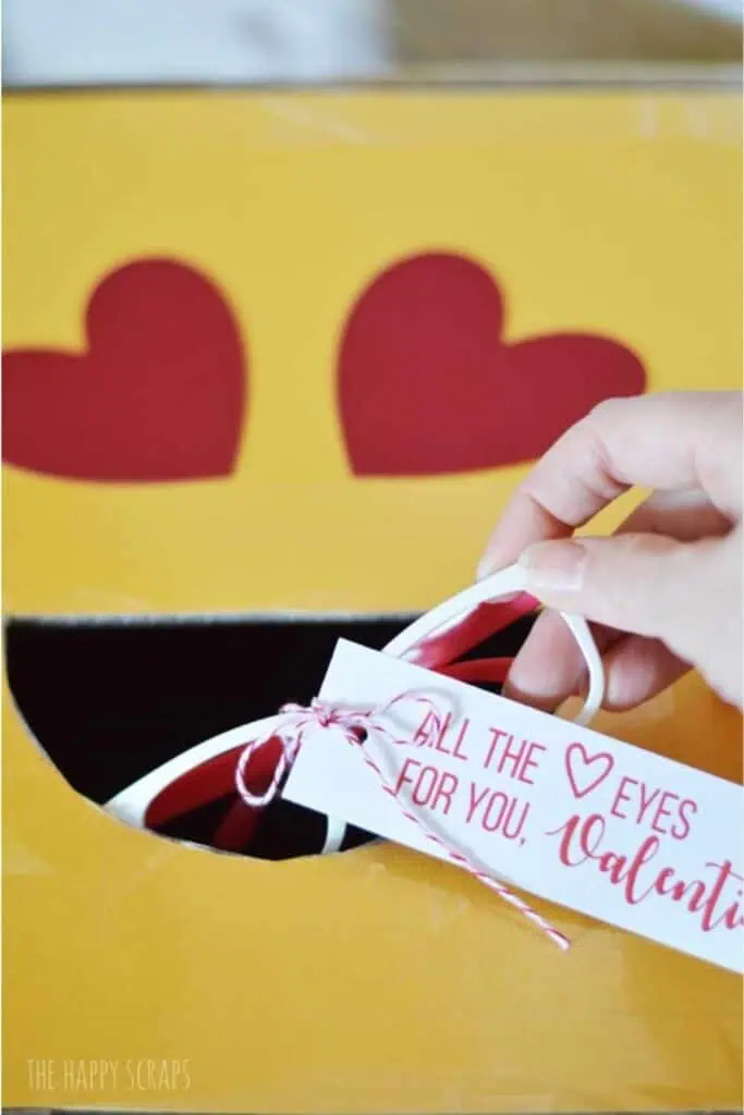 DIY Heart-Eyes Emoji Valentine Box from Happy Scraps.