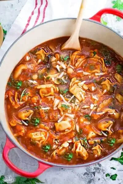Italian Sausauge Tortellini Tomato Soup is perfect for weeknights1 e1447100049645 1