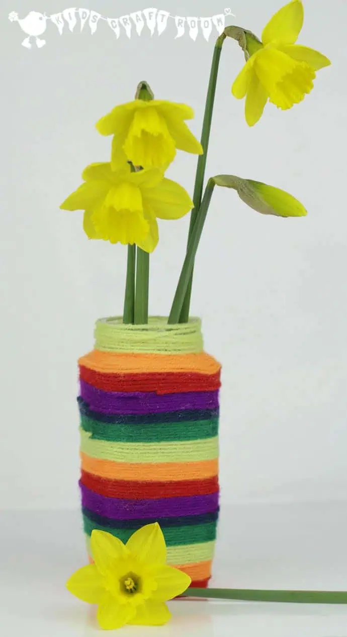 wool wrapped vase with flowers