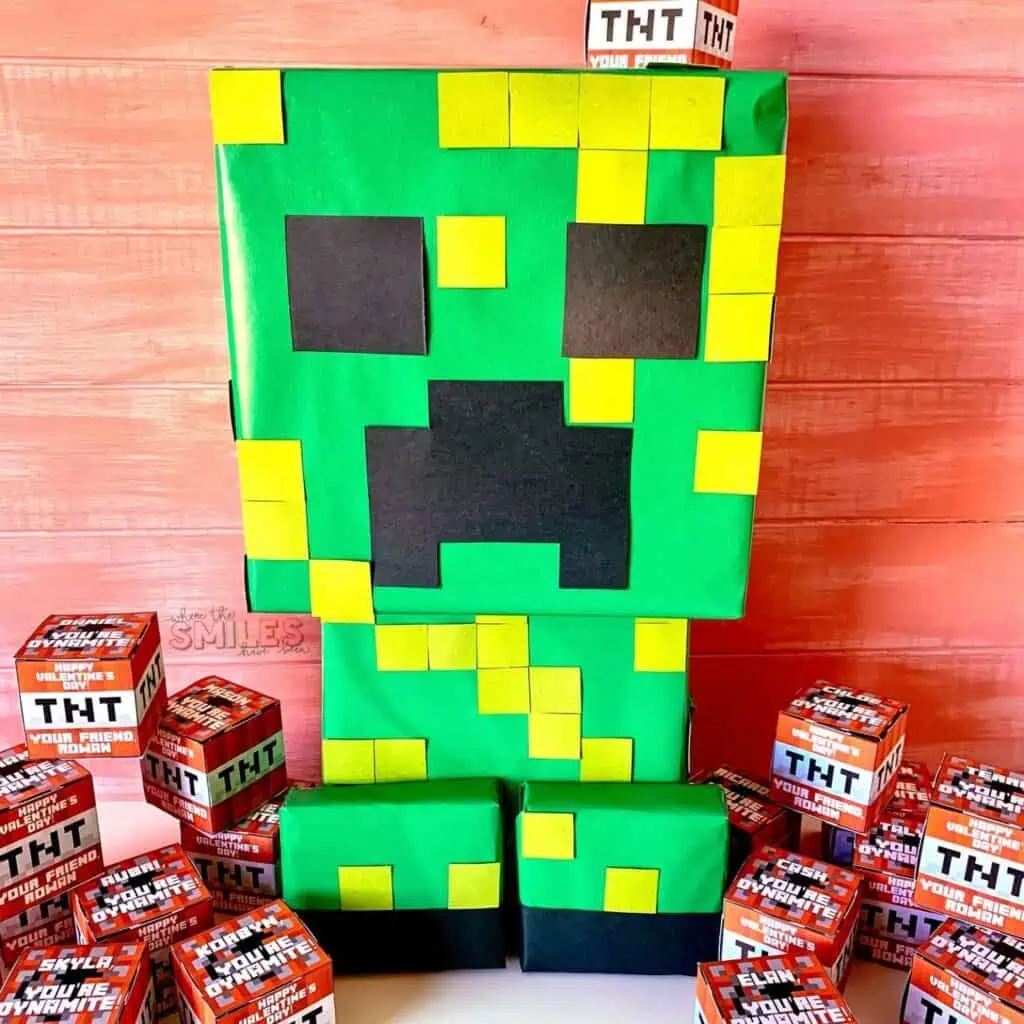 DIY Minecraft Creeper valentine box idea