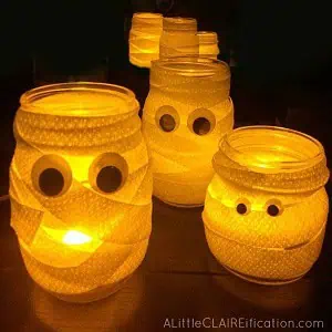 Mummy Mason Jar Luminaries Cutest and Easiest Halloween Crafts Ever 4