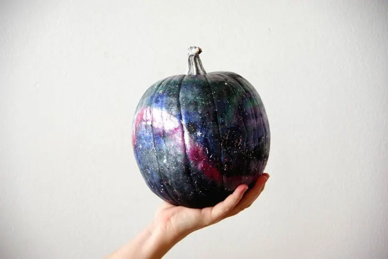 galaxy painted pumpkin