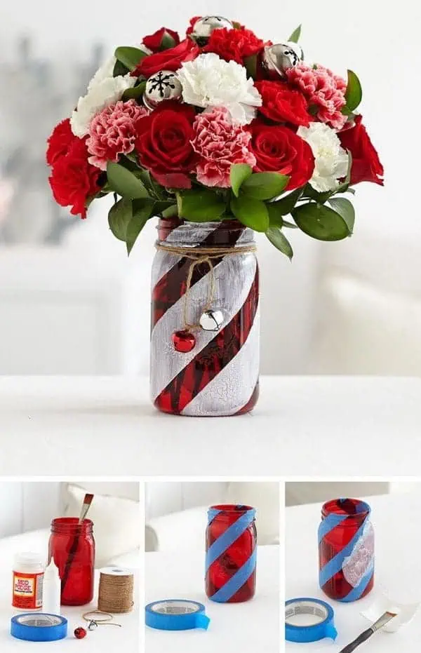 Holiday Candy Cane Jars... these are the BEST Christmas Mason Jar Ideas!