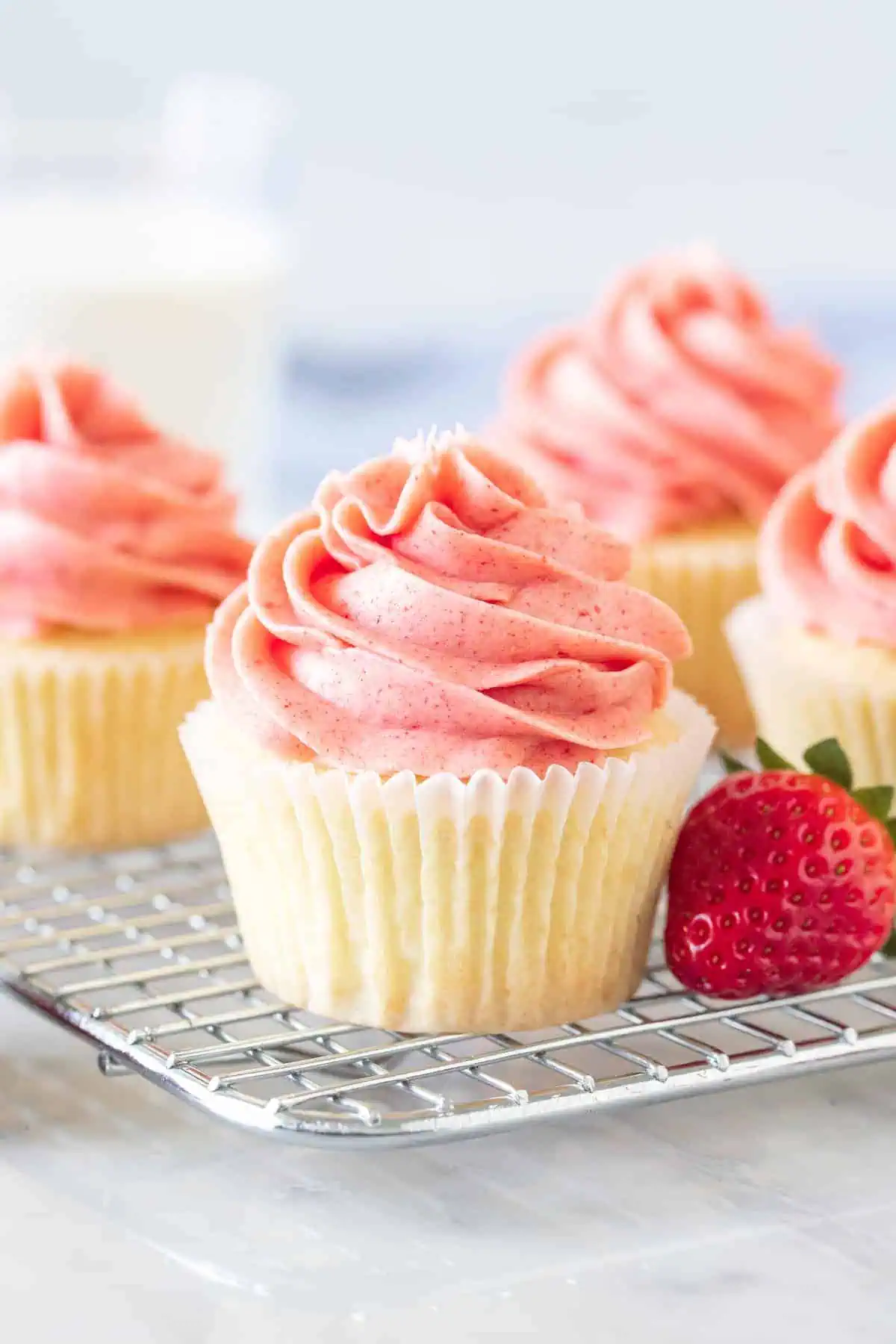 Vanilla Cupcakes with Strawberry Frosting 3