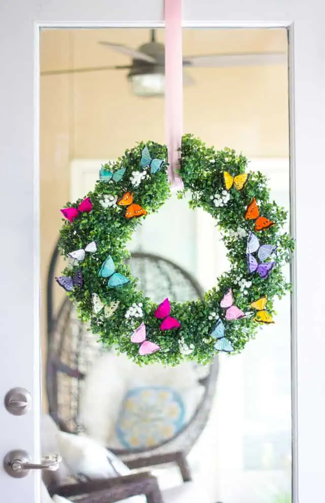 diy spring boxwood butterfly wreath 2