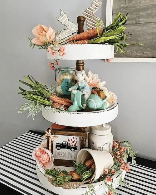 easter wood tiered tray