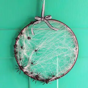 embroidery hoop spider wreath