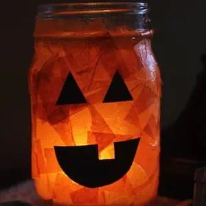halloween Jack O lantern mason jar craft for kids