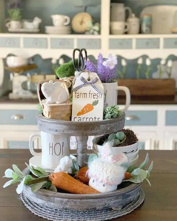 tiered tray decor easter