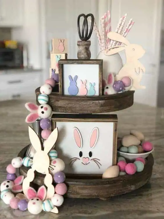 tiered tray easter decor 2