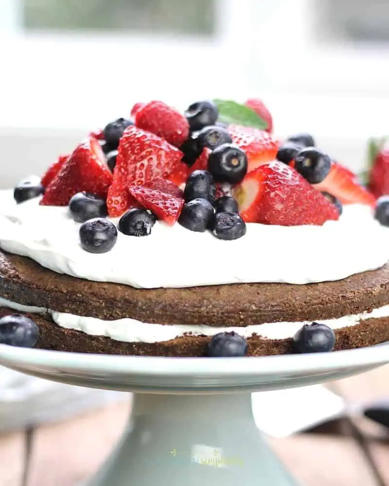 Brownie Strawberry Shortcake with berries