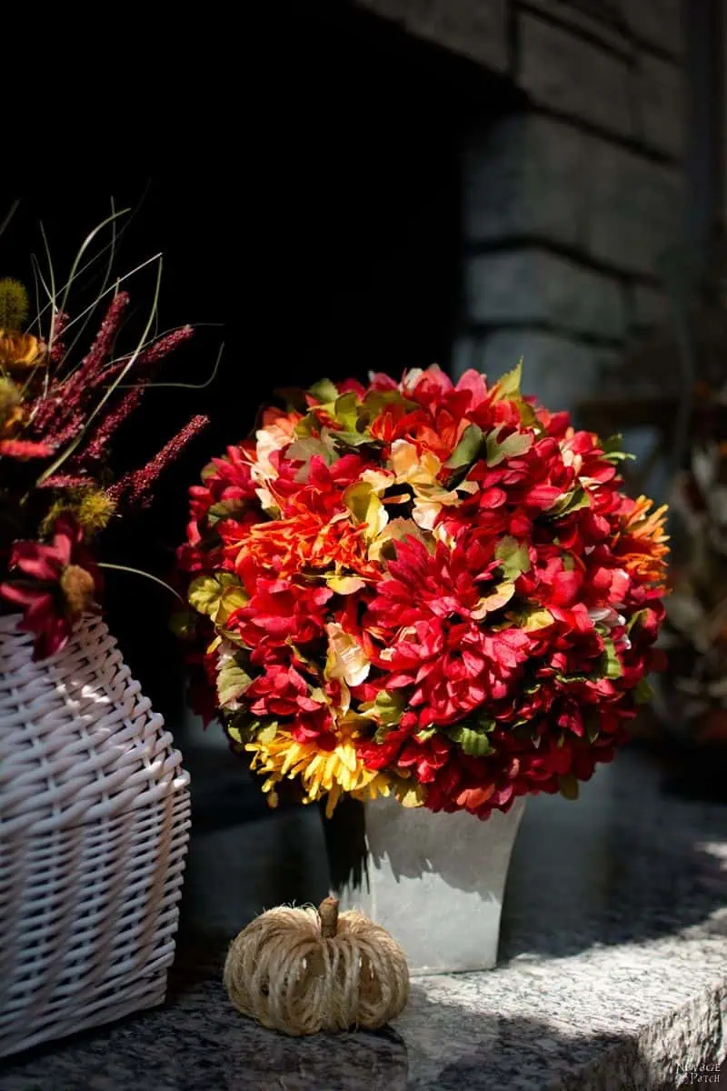 DIY Fall Flower Topiary and Hanging Flower Basket F13