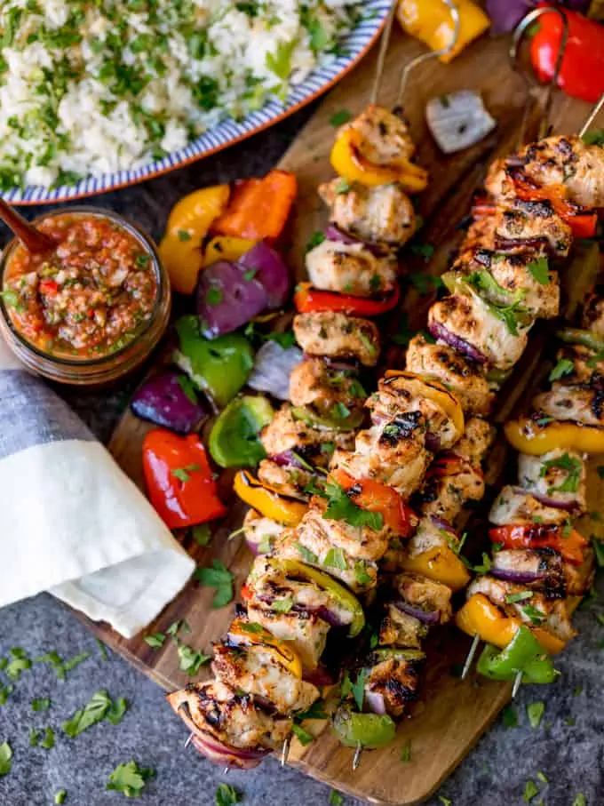 Mexican Chicken Kebabs with Picante Salsa Recipe tall FS