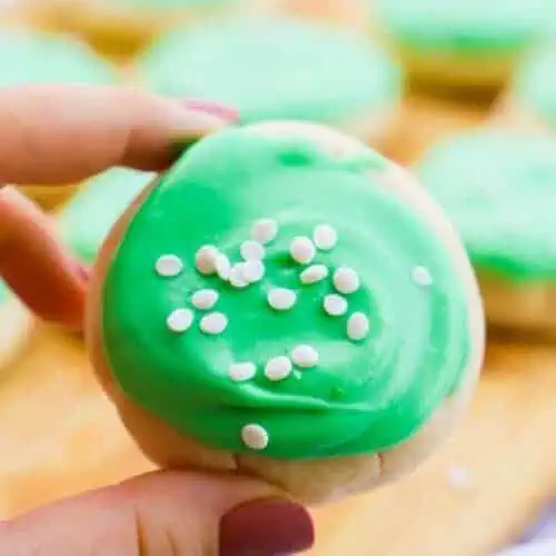 St. Patricks Day Sugar Cookies holding it