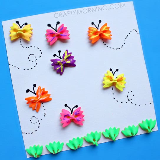 bow tie noodle butterflies craft for kids