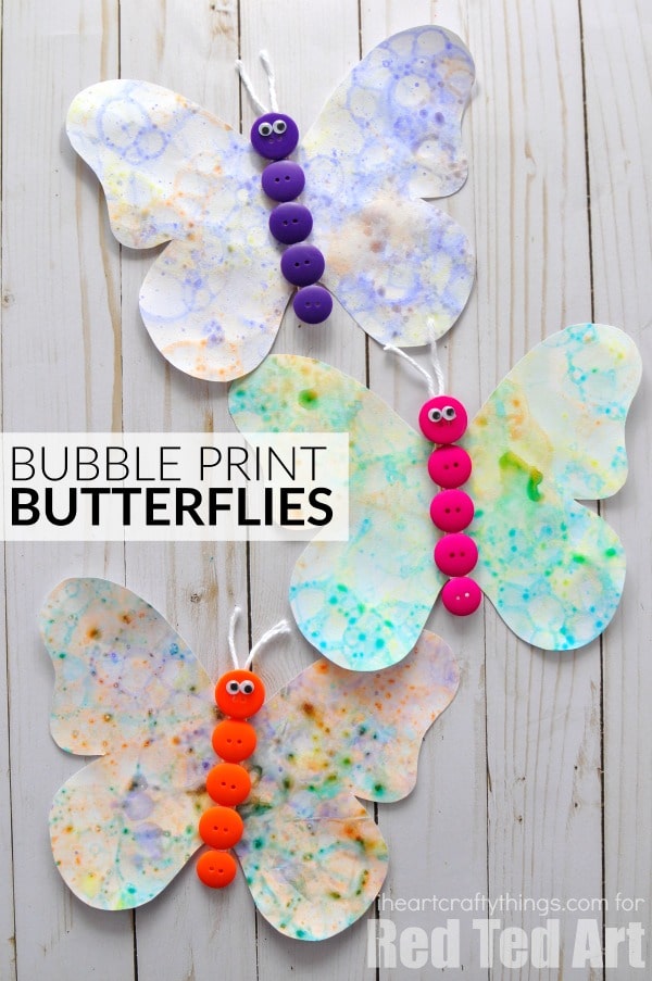 bubble printing butterfly craft