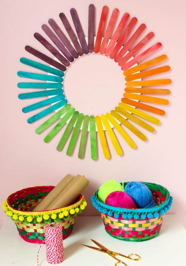 diy popsicle stick rainbow wreath 4 e1564177791631