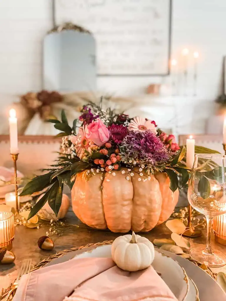 how to make a pimpkin flower centerpiece