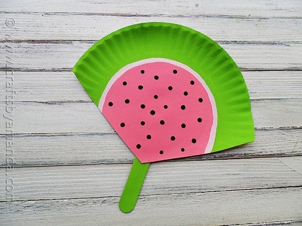 paper plate watermelon fan