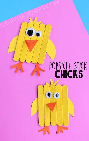 popsicle stick easter chick craft for kids