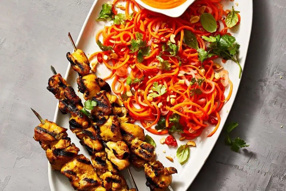 chicken satay with spiralized carrot salad 1647547835