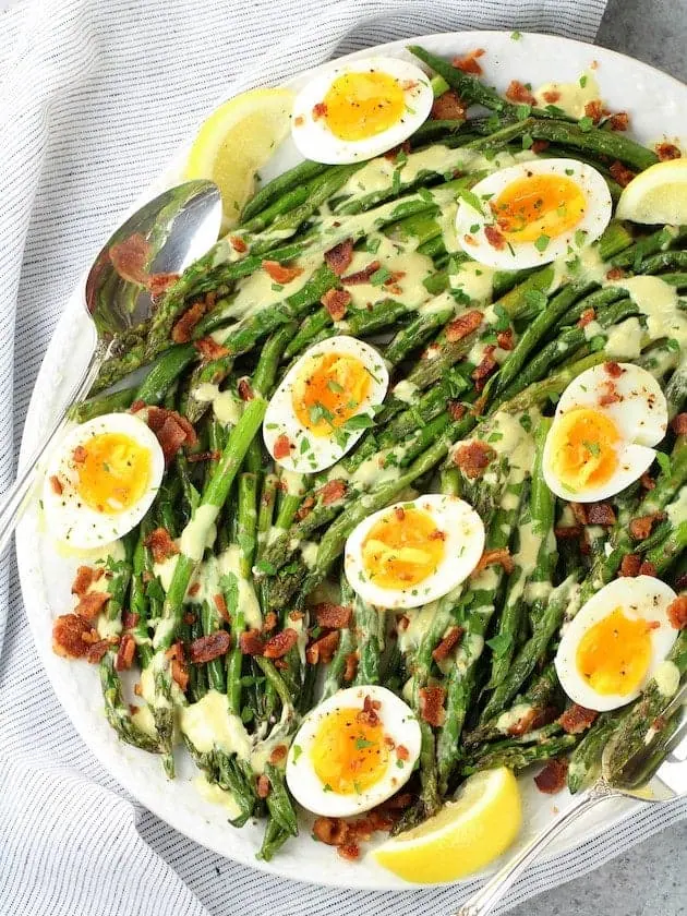 Asparagus Egg and Bacon Salad with Dijon Vinaigrette OT platter wide
