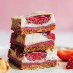 Gluten Free Vegan Strawberry Cheesecake Bars SQUARE