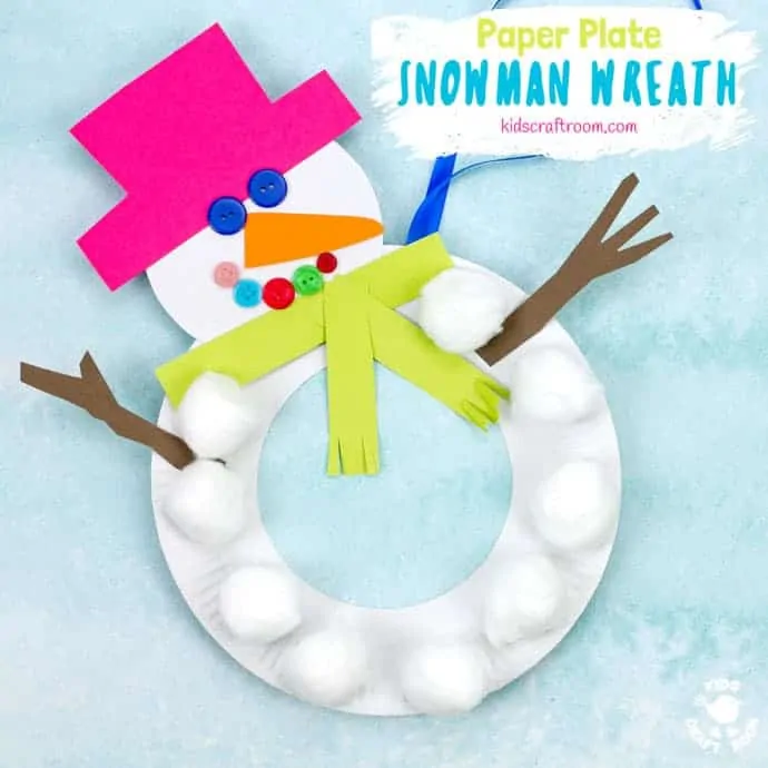 Paper Plate Snowman Wreath square