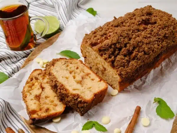 image 10751 - Sunday School Cinnamon Bread is the perfect treat for when you have the afternoon free and you want to take a stroll through childhood memories! The tender, cake-like bread is loaded with creamy, melted white chocolate and a cinnamon-sugar swirl for more delights than you can believe! A crunchy, brown sugar-cinnamon topping adds lovely texture and even more warm spice goodness to Sunday School Cinnamon Bread! It's a goody-two-shoes dessert that you'll be thrilled to share!