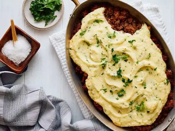 image 3279 - There are no grey clouds even on the rainiest of days when Rainy-Day Meatloaf Casserole is on the menu! Nope! The cure for all the downpour depression is perfectly seasoned ground beef, which is the base for those nostalgic tastes. Topped with creamy, mashed potatoes, there's really no way you could be sad about this! The sun will always be shining (no matter the weather) with Rainy-Day Meatloaf Casserole!