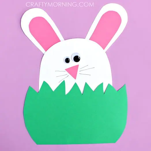 paper bunny hiding in grass easter craft for kids
