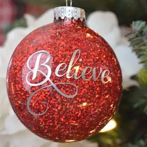 DIY Glitter Believe Ornament