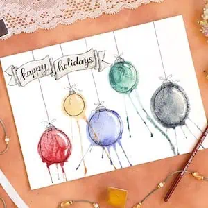 DIY Ornaments Watercolor Card