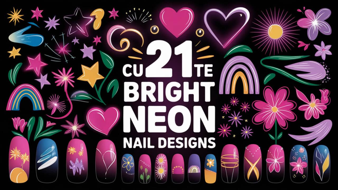 21 Cute Bright Neon Nail Designs