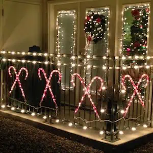 Candy Cane Christmas Light Balcony idea 