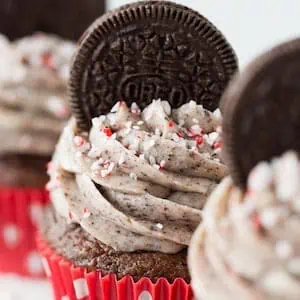 Candy Cane Oreo Cupcakes