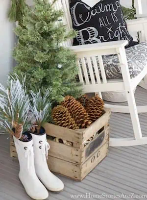 christmas Porch with Repurposed Finds