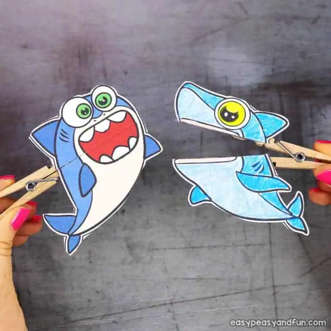 Clothespin Shark Puppets