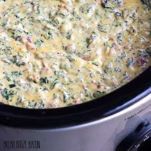 Crock Pot Spinach Bacon Queso HERO