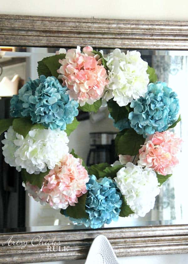 DIY Hydrangea Wreath Colorful Spring Wreath artsychicksrule